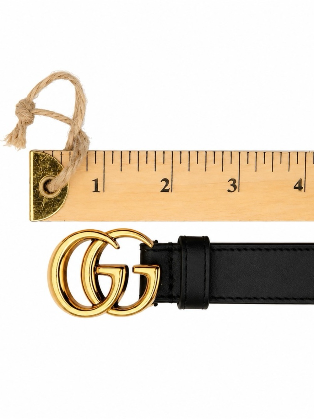 Authentic Gucci GG Marmont Thin Black Leather Belt Gold Buckle + Dust Bag